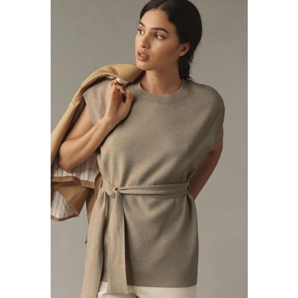 Anthropologie Maeve NWT Belted Muscle Sweater Sleeveless Vest, Size Small